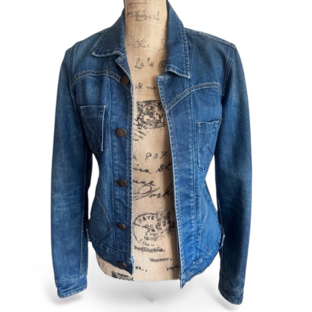 Carbon Vintage Button Front Long Sleeve Denim Jean Jacket Women’s Size P GUC